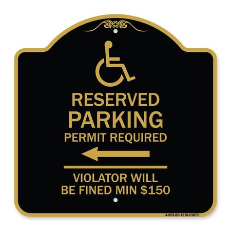 SIGNMISSION Modern Isa Connecticut Reserved Parking Permit Required Violators Fin Alum, 18" x 18", BG-1818-23873 A-DES-BG-1818-23873